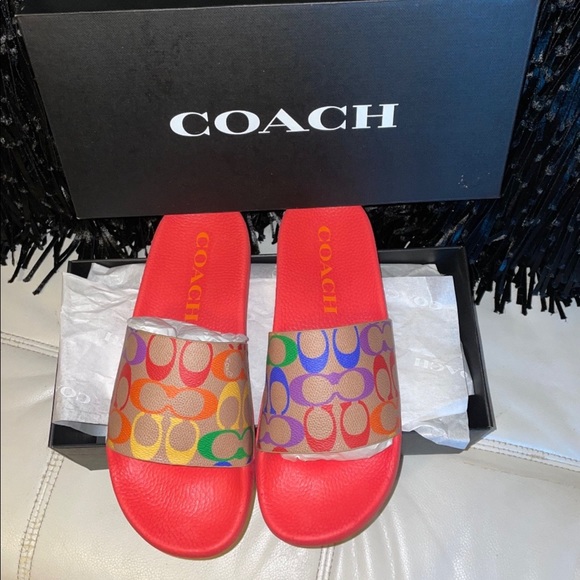 Coach multi colored womens slides size 8 - Picture 2 of 3